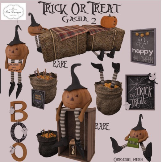 .:Bee Designs:.ToT Gacha 2-Pumpkin doll Hay Bales RARE
