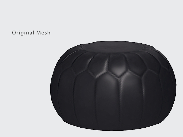 ACORN Leather  Pouf -Patch Black