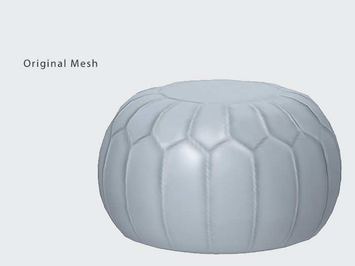 ACORN Leather Pouf -Patch Blue