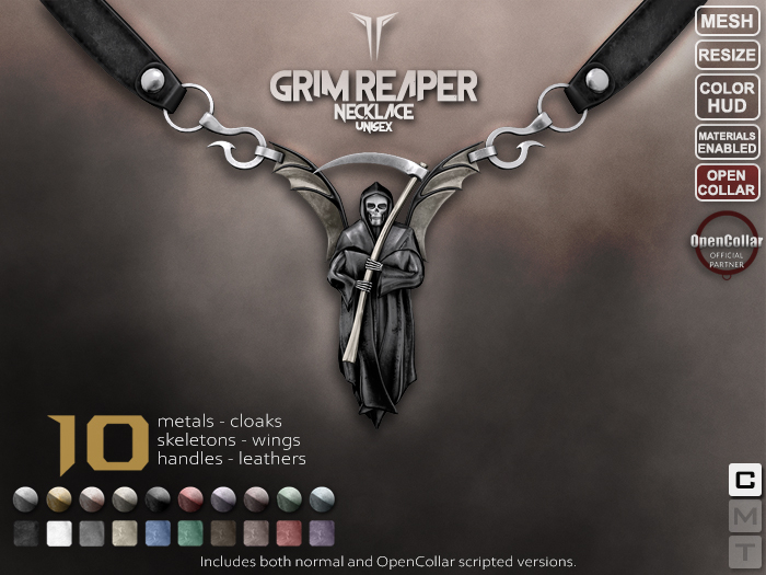 **RE** Grim Reaper Necklace RLV - *Striker Collection* *OpenCollar*