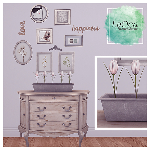 LpOca Rounded Dresser w Tulips/Brown