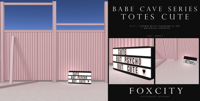 FOXCITY. Photo Booth - Babe Cave - Totes Cute
