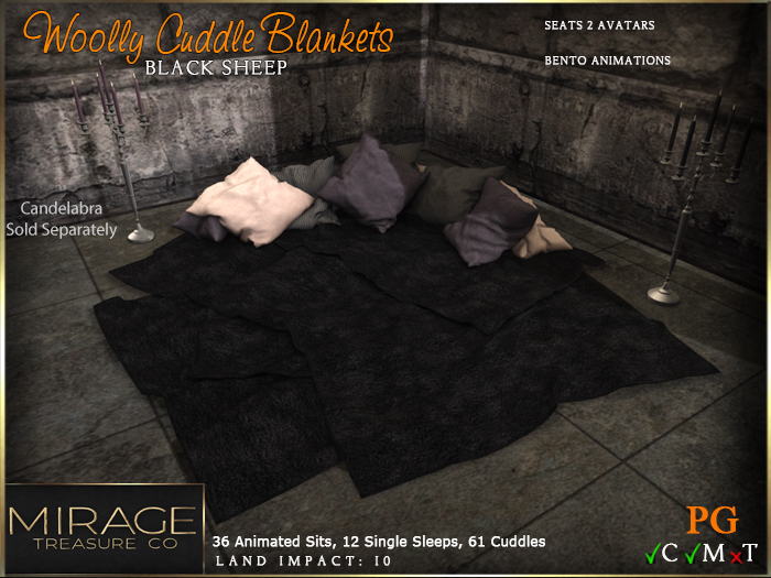 {Mirage} Woolly Cuddle Blankets PG - Black Sheep