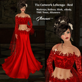 ! Glitterati ! - Tia Cutwork Lehenga - Red