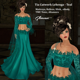 ! Glitterati ! - Tia Cutwork Lehenga - Teal