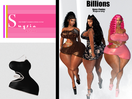 Second Life Marketplace - Sia: Billions Dress & Panty Kupra Black