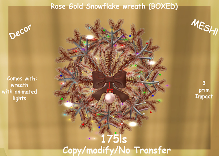 Rose Gold Snowflake wreath (BOXED)