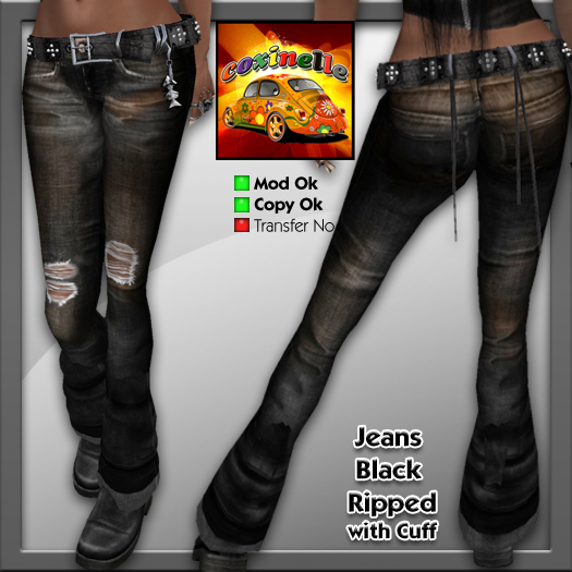 Coxi -  UNISEX Jeans Black Ripped