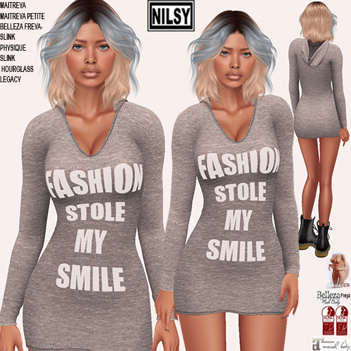 FASHION HOODIE DRESS,MESH BODY