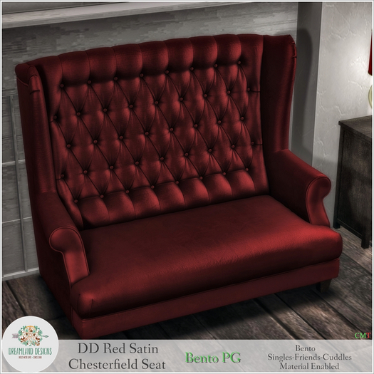 DD Red Satin Chesterfield Seat-PG/ADD
