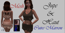 JUPE & HAUT EVE - E.1.21 - PULPY - cuire marron - MESH