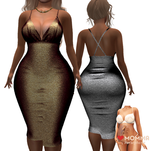 !!!! Revna !!! Strap Kneel Long Dress Copper Glitter LoveMomma