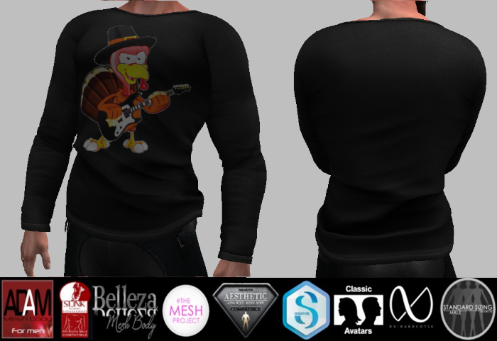 Thanksgiving's Rocking Turkey Shirt - Mesh and Classic Avatars