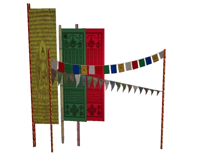 Tibetan prayer flags - singles & a horizontal row