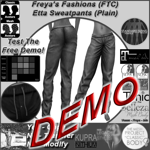Freya's Fashions Etta Sweatpants - Plain (Full Texture Change) - DEMO (Fully Functioning)