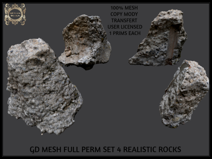 GD MESH FULL PERM SET 4 REALISTIC ROCKS