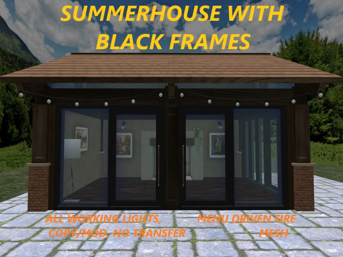 SUMMERHOUSE WITH BLACK FRAMES