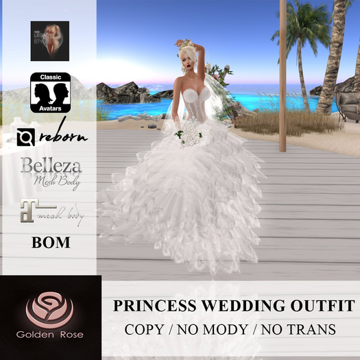 Princess Wedding Outfit - White - Golden Rose - Update 2021