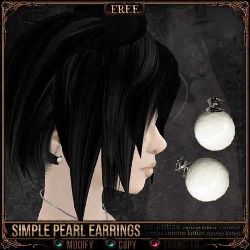 [FREE] =^.^= Curious Kitties - Simple Pearl Earrings