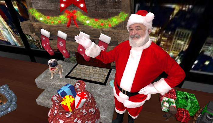 Santa Claus Merry Christmas Musical Fireplace a
