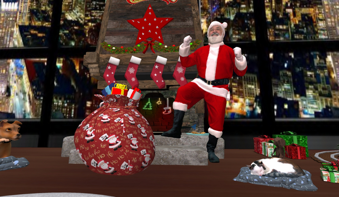 Santa Claus Merry Christmas Musical Fireplace b