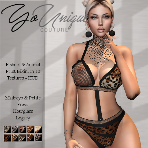 YoUnique Couture Rae Fishnet & Animal print Bikini - 10 Texture Hud
