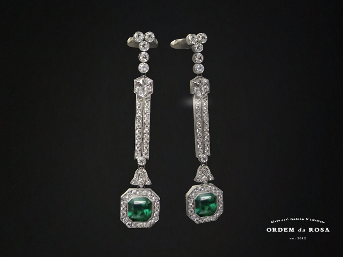Ordem da Rosa - Art Deco Diamond & Gemstones Drop Earrings