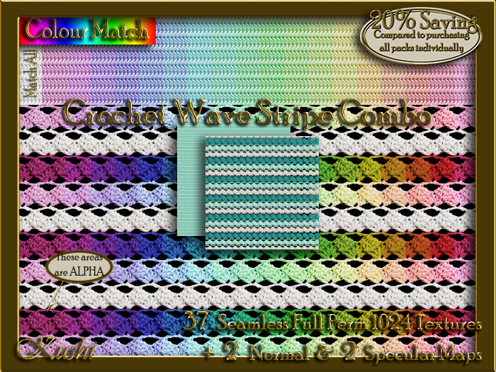 Crochet Wave Stripe Combo Seamless Texture Set