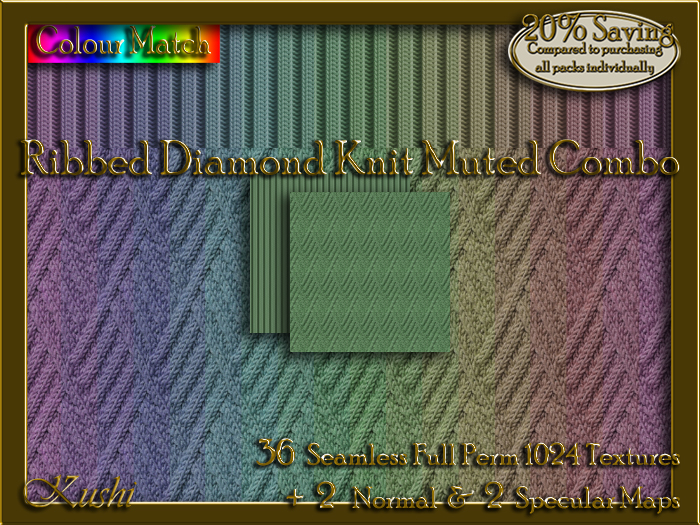 Ribbed Diamond Knit Muted Combo Seamless Texture Set