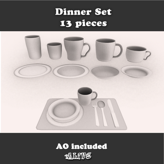 Alive FULLPERM Dining Set China and Cutlery
