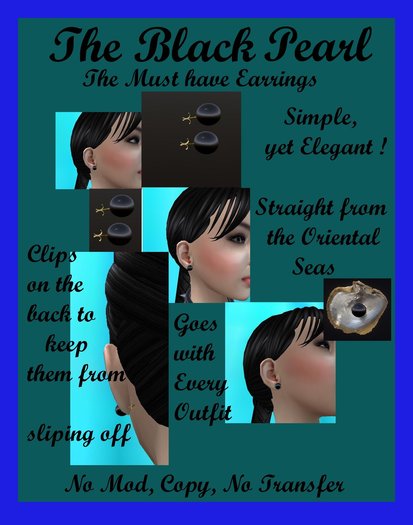 Black Pearl Earrings- Elegant & copyable, 