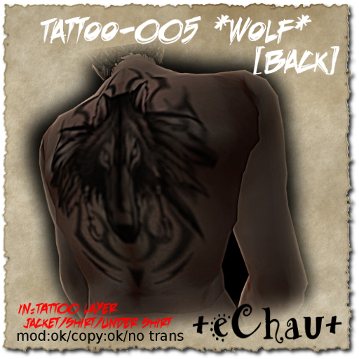 +eChau+ Tattoo-005 *wolf* [back]