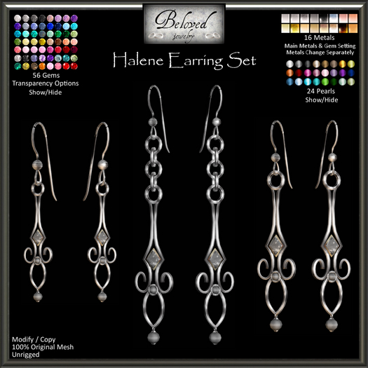 Beloved Jewelry : Halene Earrings Set (Texture Change) Gold, Silver, Diamond, Gemstone