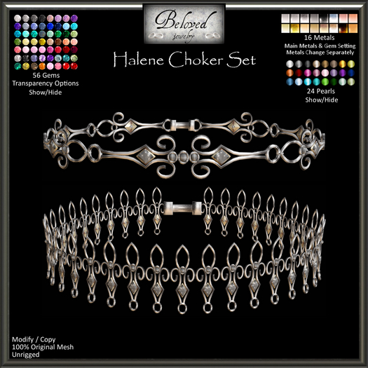 Beloved Jewelry : Halene Chokers Set (Texture Change) Gold, Silver, Diamond, Gemstone, Choker Necklace