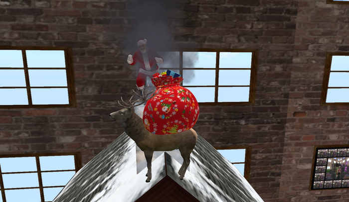 Santa Claus chimney fireplace house A