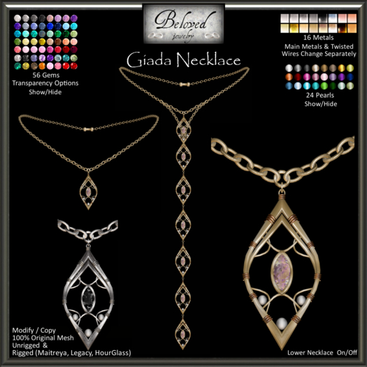 Beloved Jewelry : Giada Necklace (Texture Change) Long or Short, Diamond, Gold, Silver, Maitreya, Legacy