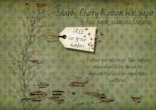 PROMO FULL PERM Shabby Cherry Blossom Wallpaper Textures - Green