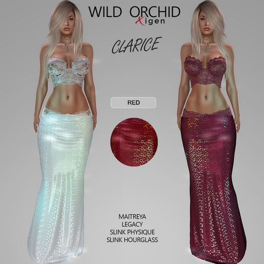 Wild Orchid Xigen Mesh Gown - Clarice :  RED