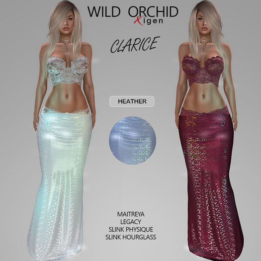 Wild Orchid Xigen Mesh Gown - Clarice :  HEATHER