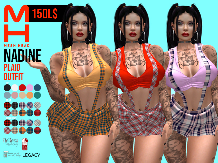 Mesh Head - Nadine Plaid Outfit