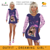 COMPLETE OUTFIT " DREAMING GIRL " - REBIRTH - FREE GARTER AND UNDIES
