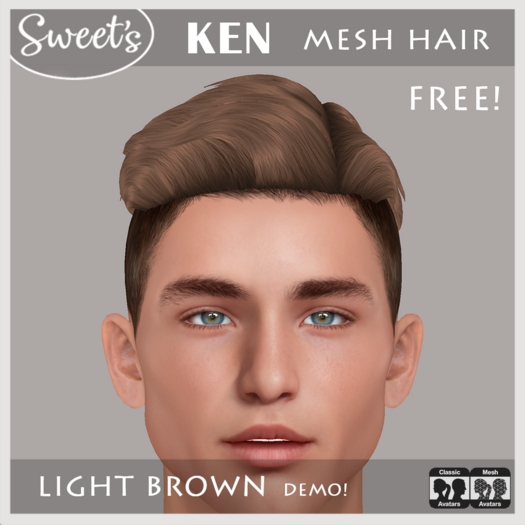 Sweet's Free! Male Mesh Hair - KEN - Light Brown