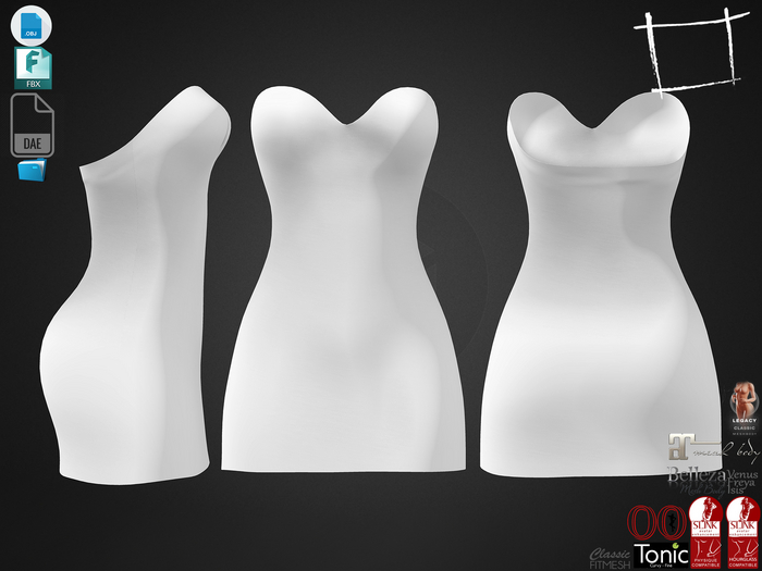 Dae Obj FBX For Strapless Mini Dress Slink, Maitreya, Belleza, Tonic, Legacy, Ocacin Standard