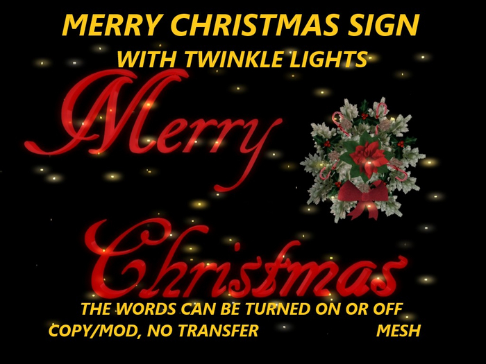 MERRY CHRISTMAS SIGN WITH TWINKLE LIGHTS