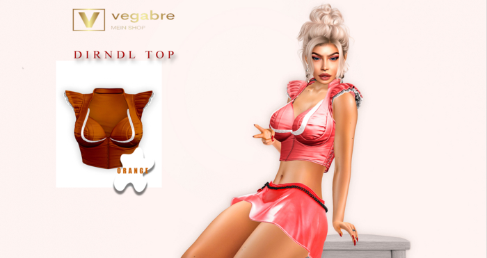 :::::VEGABRE  DIRNDL -TOP ORANGE:::::