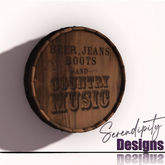 Serendipity Designs - Barrel Top Art Country Music 