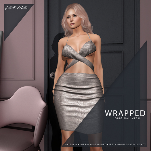 Lilleth Mills X WRAPPED Dress - Reptile Nude - Maitreya Petite Kupra Bimbo KUPS Legacy Freya Hourglass 