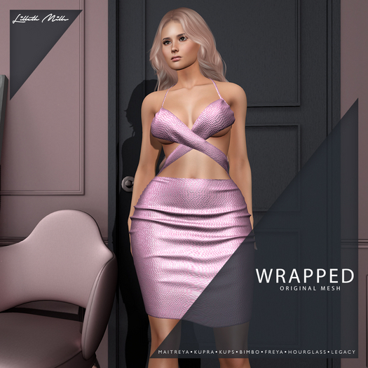 Lilleth Mills X WRAPPED Dress - Reptile Pink - Maitreya Petite Kupra Bimbo KUPS Legacy Freya Hourglass 