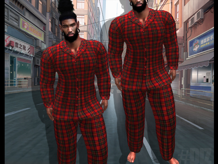 #DIZ RED PLAID PAJAMA SET-/JAKE/