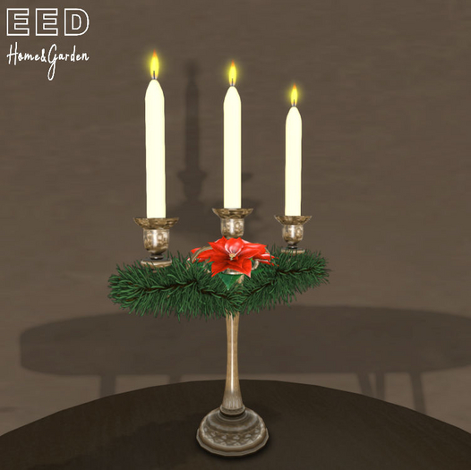 EED's CANDELABRA w PINE&POINSETTIA c